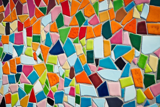 Old Fashioned Mosaic design created with ceramic tiles pieces